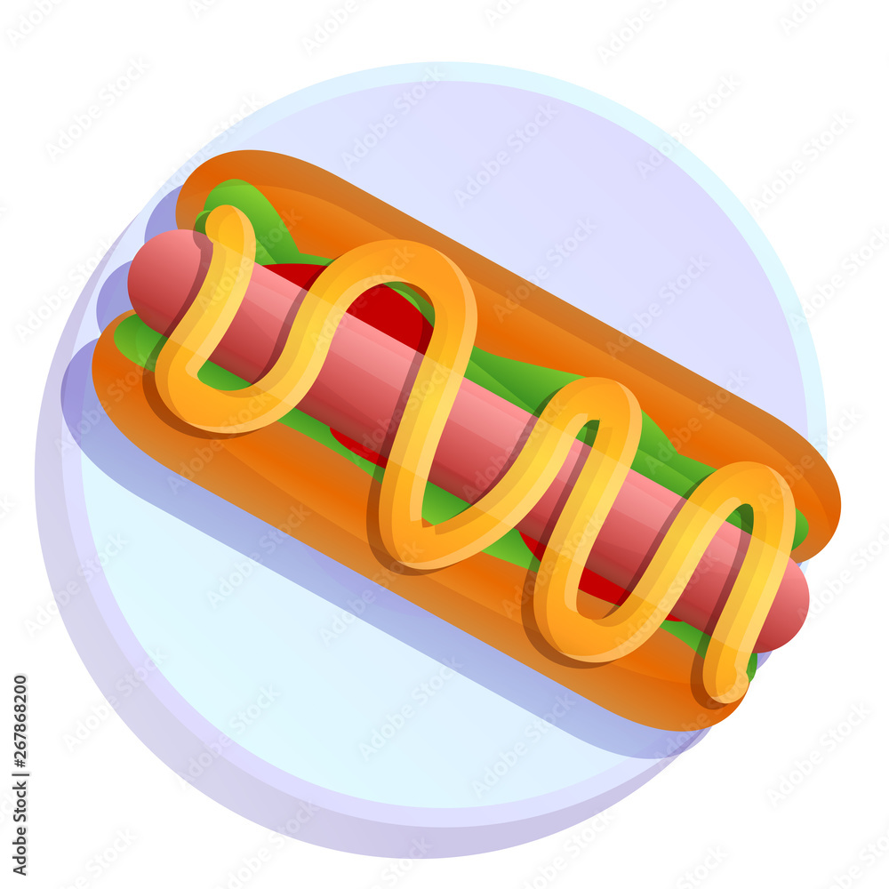 cartoon plate with hot dog, vector illustration cartoon plate with hot dog, vector illustration