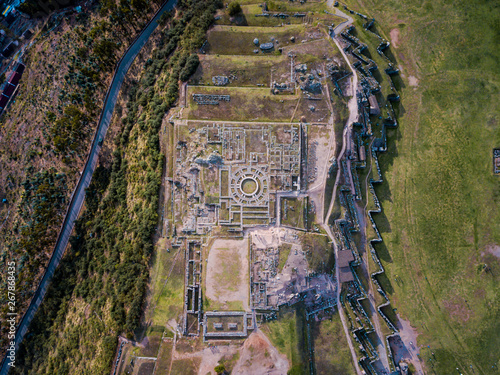 Sacsayhuaman archeological site from the air photo