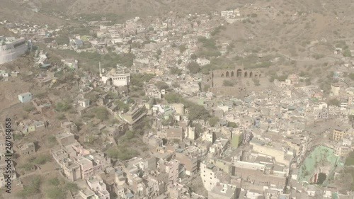 Ancient ruins Adhai din ka jhopra, Ajmer, India, 4k aerial, ungraded photo