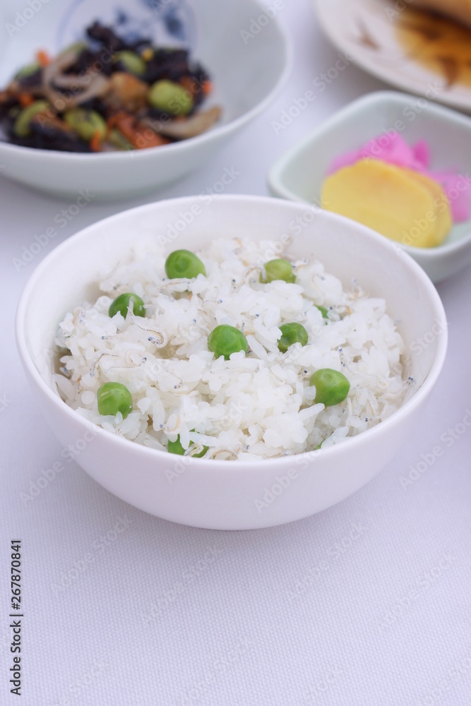 塩豆と釜揚げしらすご飯 塩豆と釜揚げしらすご飯