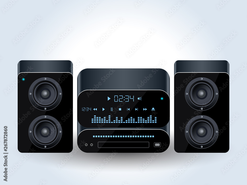 Home audio system realistic vector illustration Home audio system realistic vector illustration
