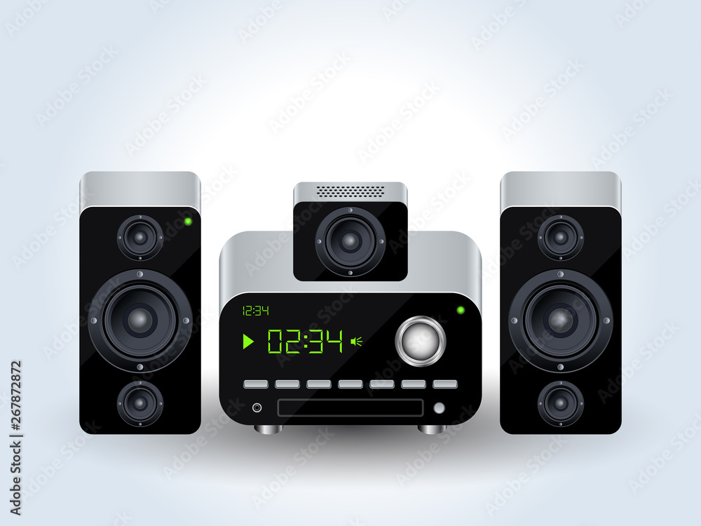 Home audio system realistic vector illustration Home audio system realistic vector illustration
