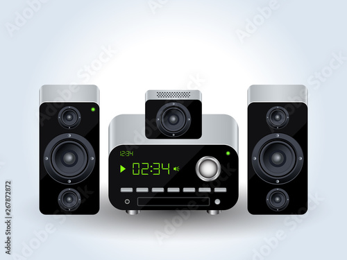 Home audio system realistic vector illustration