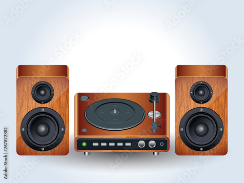 Vinyl disc player realistic vector illustration