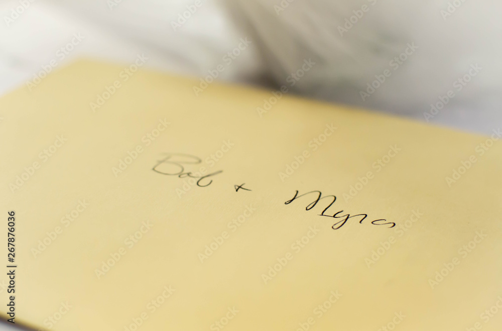 Enveloped card with names on top Enveloped card with names on top