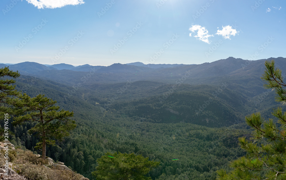 Panoramic view of the natural landscape from the Bavella Needles Corsica, France