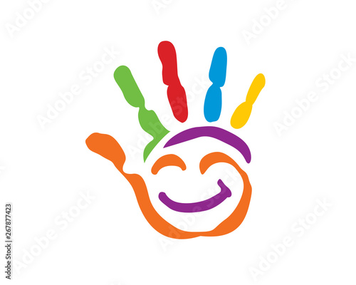 Colorful Creative Palm Children Education Logo in Isolated Background