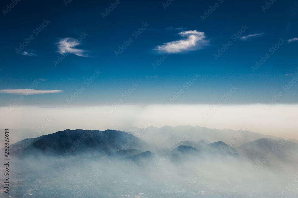 Aerial View of a California Mountain Wildfire Smoke from Above