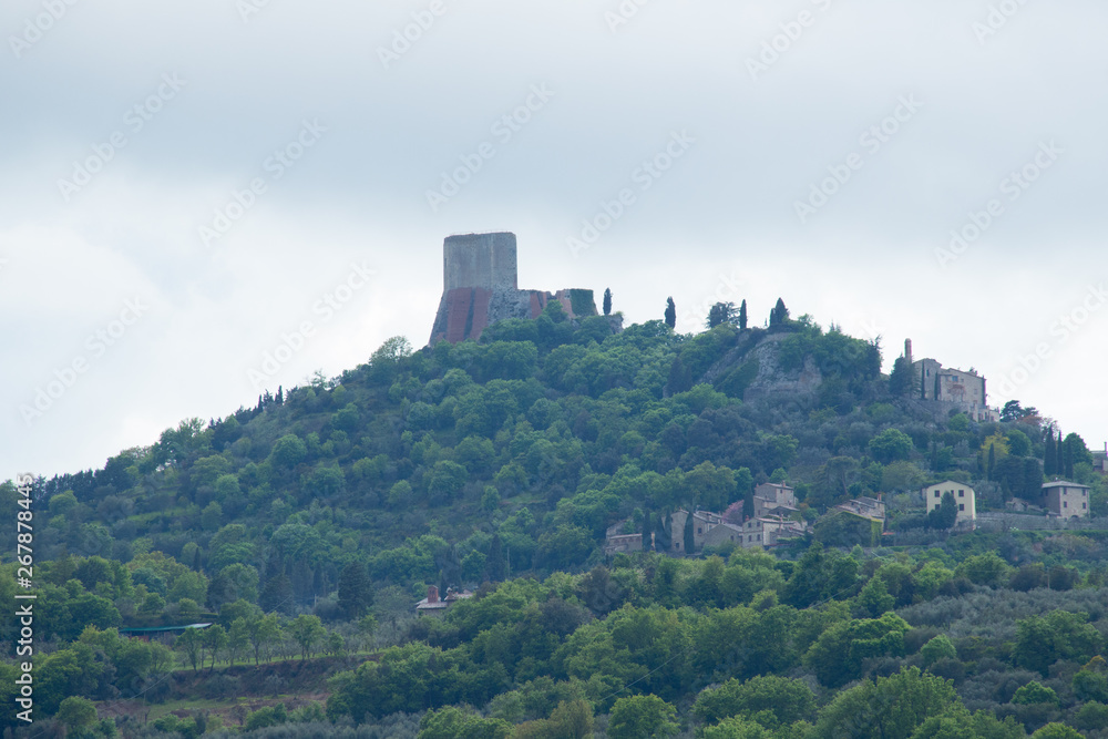Rocca d'Orcia. Val d'Orcia landscape in spring. Hills of Tuscany. Val d'Orcia, Siena, Tuscany, Italy - May, 2019.