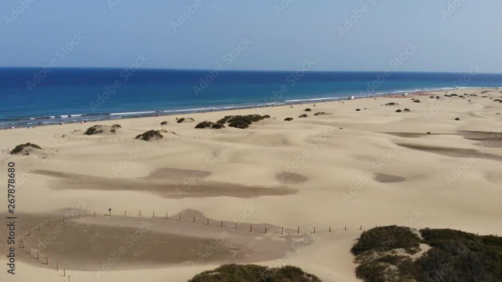 Video Made with DJI Mavic Air natural reserve of Maspalomas Dunes. Located in Gran Canaria, Canary Islands. Sand dune beach. Desert Video Made with DJI Mavic Air natural reserve of Maspalomas Dunes. Located in Gran Canaria, Canary Islands. Sand dune beach. Desert