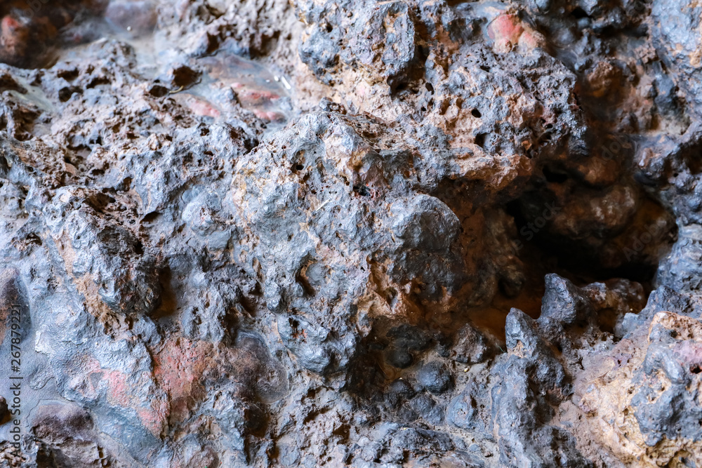 Obraz premium Meteorite rock : black and reddish color texture