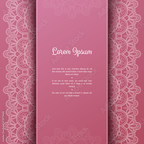 Greeting card or invitation template with filigree lace frame. Design for romantic events © nonikastar