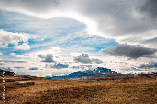 Icelandic sky textured with clouds near Varmahlíð