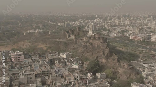 Moti Doongri fort and Birla mandir, Jaipur, 4k aerial ungraded/flat footage photo