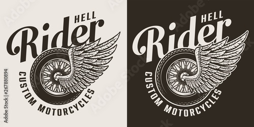 Vintage monochrome custom motorcycle label