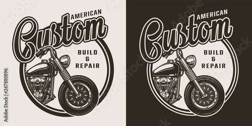 Monochrome custom motorcycle round label