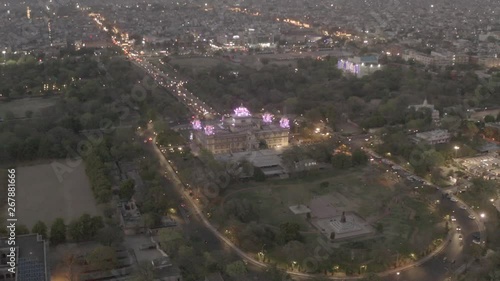 Albert Hall, Jaipur, 4k drone aerial, ungraded/flat raw footage photo