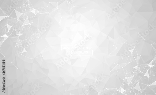 White Geometric Polygonal background molecule and communication. Connected lines with dots. Minimalism background. Concept of the science, chemistry, biology, medicine, technology.