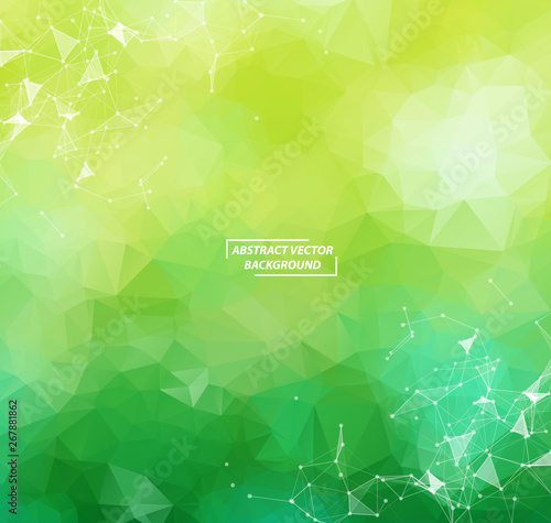 Green Geometric Polygonal background molecule and communication. Connected lines with dots. Minimalism background. Concept of the science, chemistry, biology, medicine, technology.