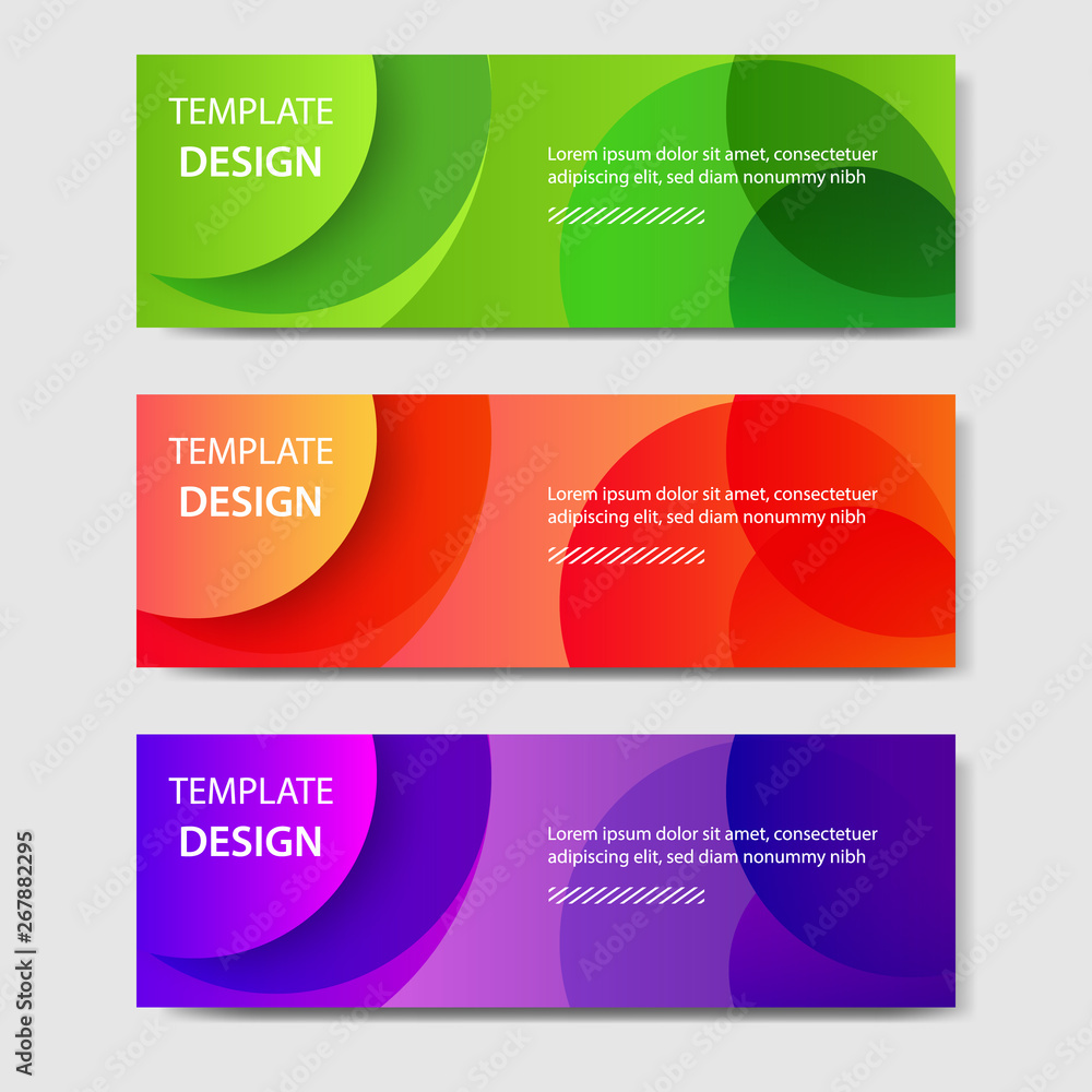 Vibrant gradient and modern futuristic geometric shape background template for headline and header banner in orange, purple, green color. Suitable for social media, web, blog, website. 