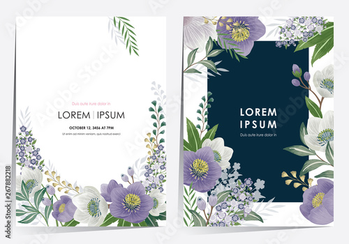  Vector illustration of a floral frame set in spring for Wedding, anniversary, birthday and party. Design for banner, poster, card, invitation and scrapbook 