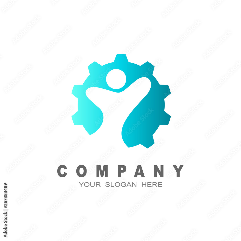 gear and human logo template, workshop icon gear and human logo template, workshop icon