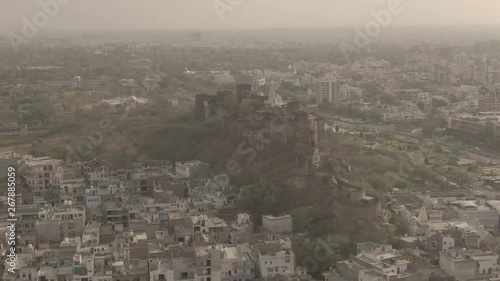 Moti Doongri fort and Birla mandir, Jaipur, 4k aerial ungraded/flat footage photo