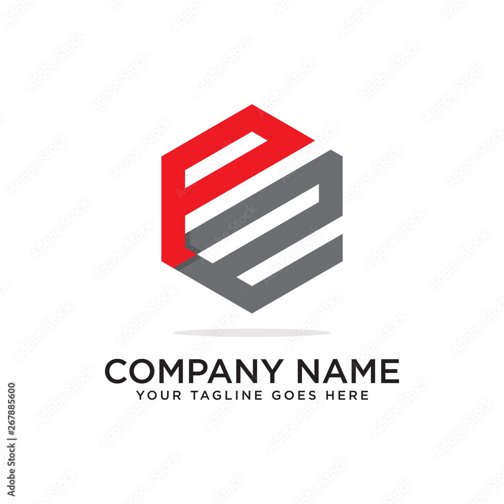 PE initial letter logo hexagonal vector PE initial letter logo hexagonal vector