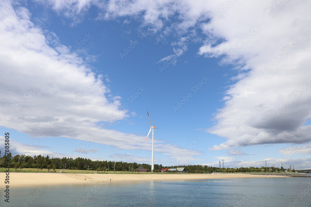 海辺の風力発電