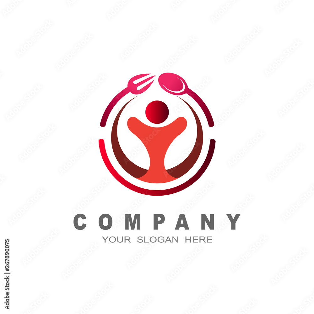 happy food logo, people with fork and spoon logo, restaurant icon with circular symbols happy food logo, people with fork and spoon logo, restaurant icon with circular symbols