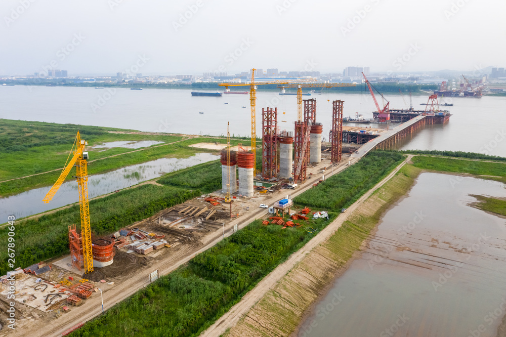 high bridge pier under construction