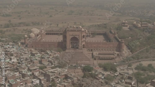 Fatehpur Sikri Abkbar's residence, India, 4k aerial ungraded/flat photo