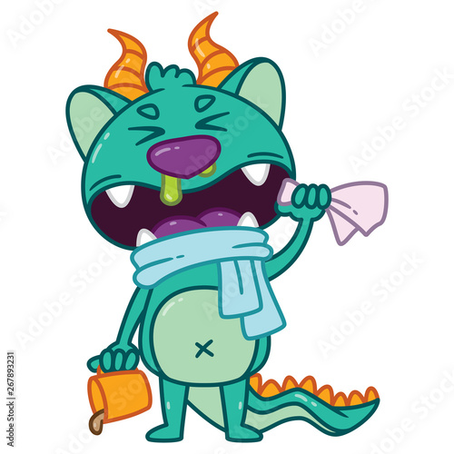 Cute little monster going to sneeze.