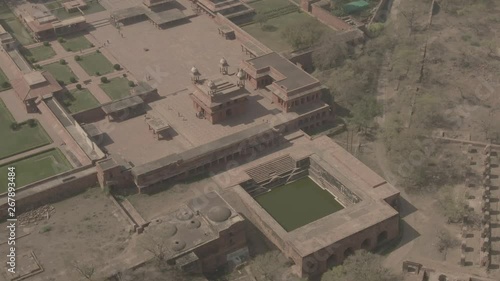 Fatehpur Sikri Abkbar's residence, India, 4k aerial ungraded/flat photo