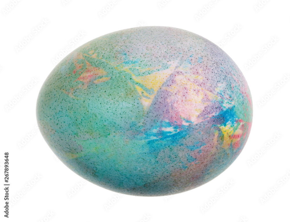 Easter white chicken bio egg was boiled with blue and red cabbage slices Easter white chicken bio egg was boiled with blue and red cabbage slices