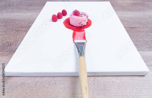 berry Tart, Mousse Cake, berries and macaroons. Decorated Photography