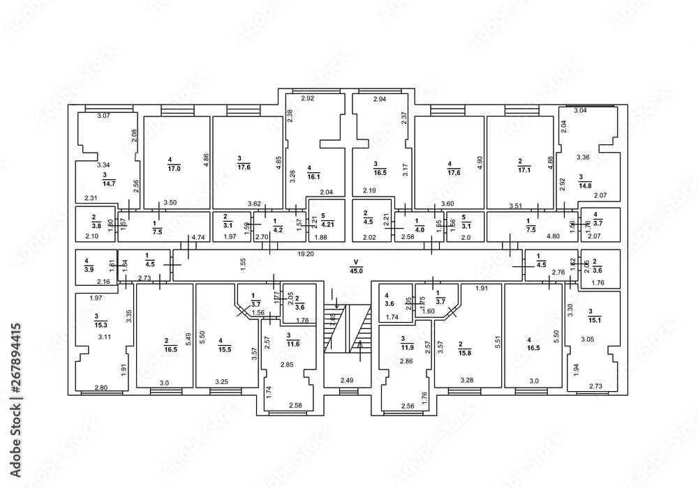 Fototapeta premium Floor plan 2d. Black&white floor plan. Floorplan. Blueprint.