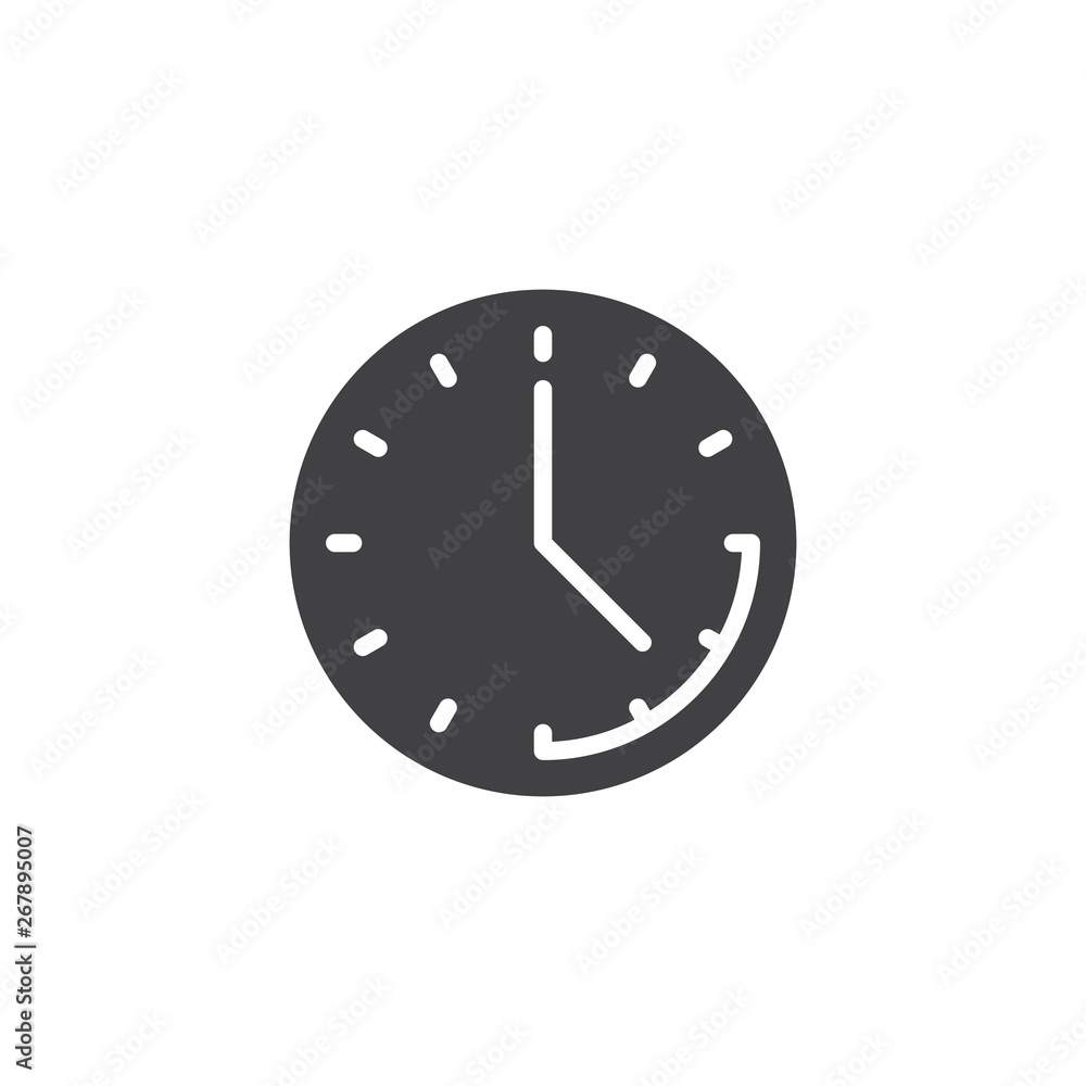Clock time vector icon. filled flat sign for mobile concept and web design. Office clock glyph icon. Deadline symbol, logo illustration. Pixel perfect vector graphics Clock time vector icon. filled flat sign for mobile concept and web design. Office clock glyph icon. Deadline symbol, logo illustration. Pixel perfect vector graphics