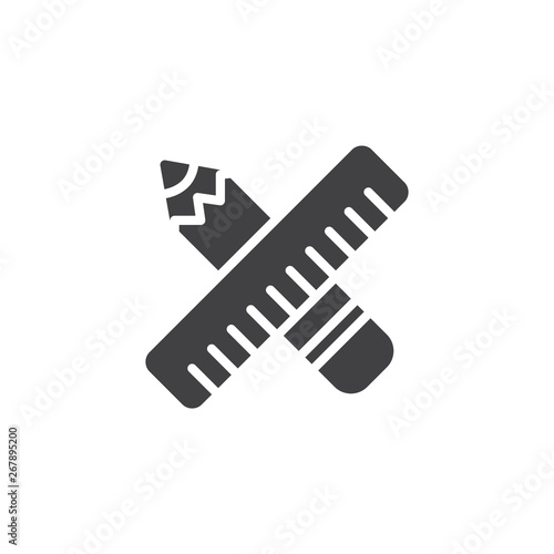 Ruler and pencil vector icon. filled flat sign for mobile concept and web design. Office supplies glyph icon. Symbol, logo illustration. Pixel perfect vector graphics
