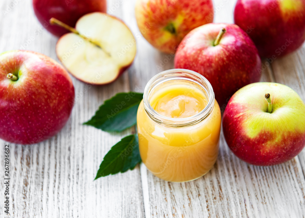 Applesauce in glass jar Applesauce in glass jar