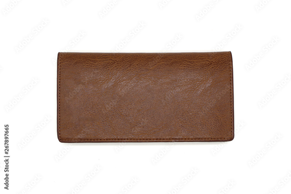 Close up brown wallet isolated on white background. Men wallet. Close up brown wallet isolated on white background. Men wallet.