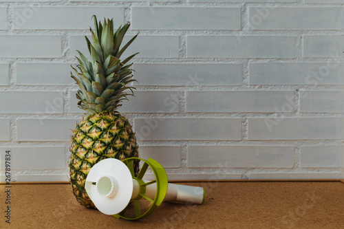 Canvas Print pineapple slicer cutter for Summer parties. Diet concept