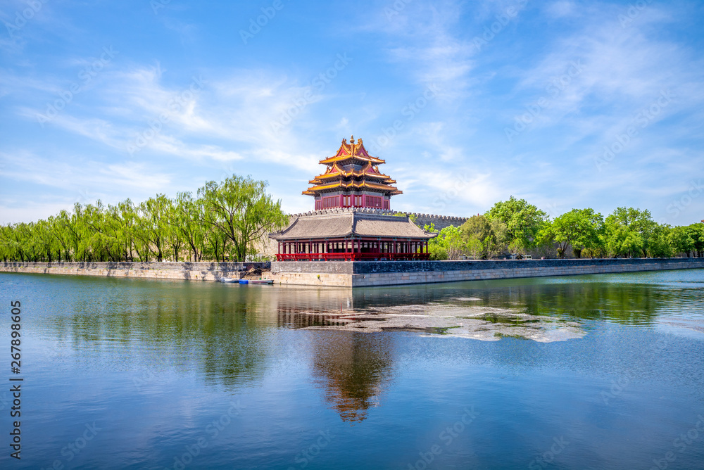 corner tower at the forbidden city, beijing, china corner tower at the forbidden city, beijing, china