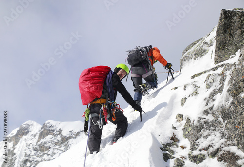 alpinism in the snowy mountains