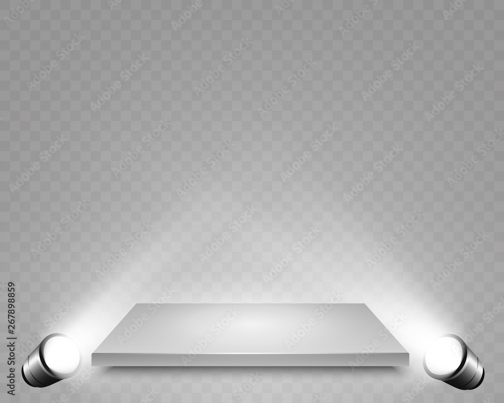 Realistic 3d Light Box with platform background for design performance