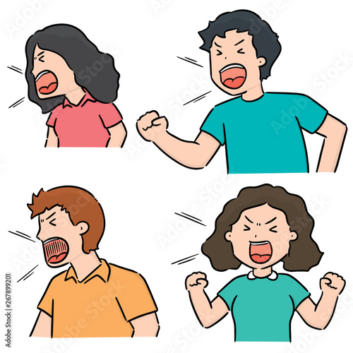 vector set of shouting people