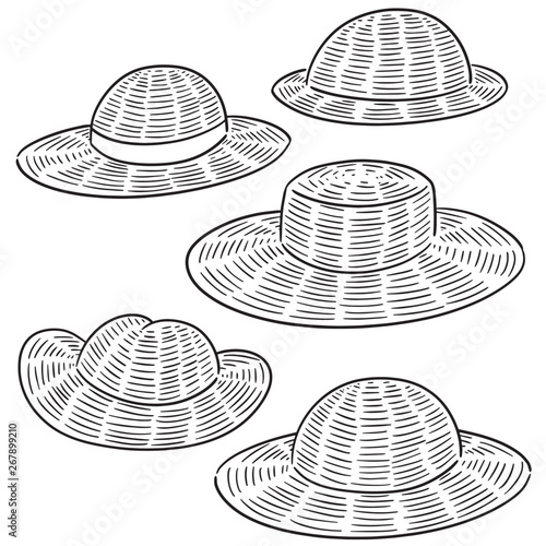 vector set of straw hat