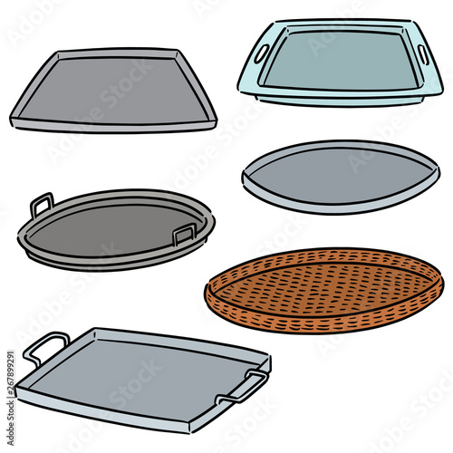 vector set of tray