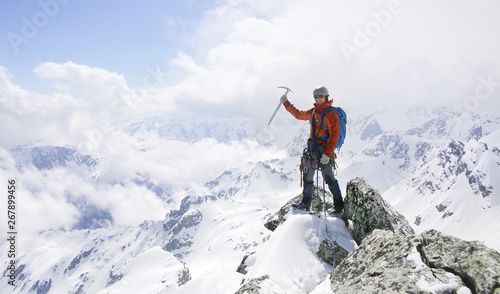 alpinism in the snowy mountains