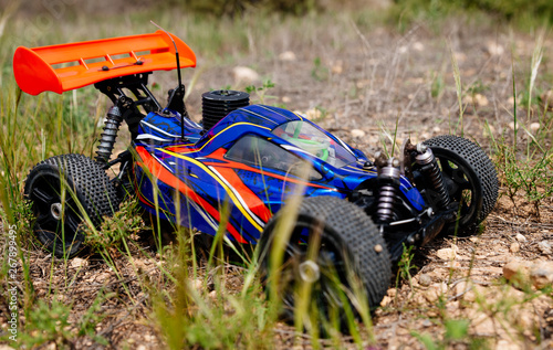 rc toy car rally on dirt track